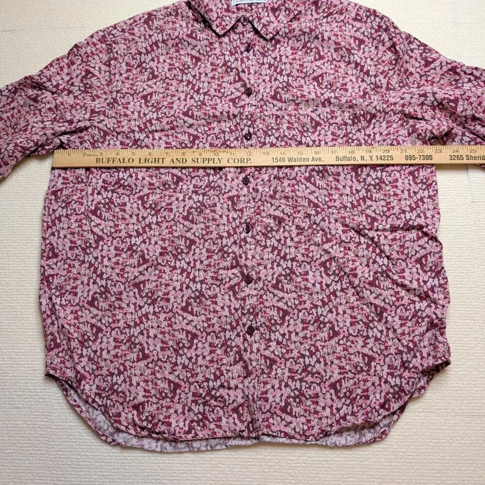 Calvin Klein Jeans long sleeve, pink, white, green button down shirt - size M - Picture 4 of 8